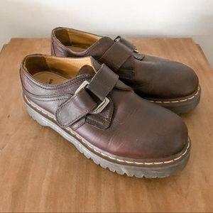 Dr. Martens Brown Monk Strap Buckle Platform Oxford Shoes Size 9